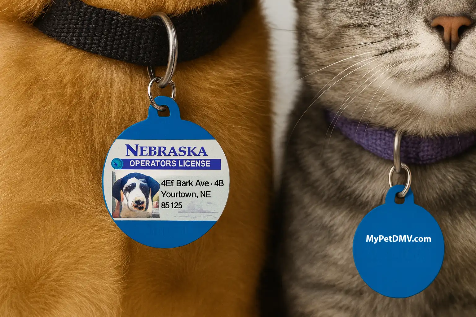 Dog and Cat with Pet ID Tag